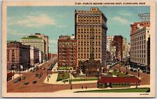 1950's Public Square Looking East Cleveland Ohio Broadway & Sts. Posted Postcard picture