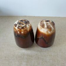 Vintage Brown Drip Glaze Salt & Pepper Shaker Set  picture