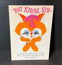 VTG Hallmark Birthday Card Nicest Sis Heavily Flocked Orange Cat 2 Full Pictures picture