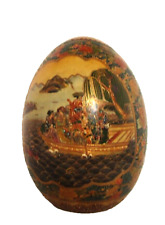 DECORATIVE EGG COLLECTIBLE Vintage Satsuma Japanese Egg Moriage Raised Gold 9