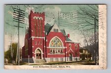 Beloit WI-Wisconsin, First Methodist Church, Religion, Vintage c1911 Postcard picture