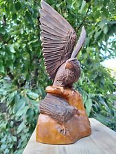  Eagle Vintage Sculpture USSR Hand carved Home decor 1975s Wooden figurine picture