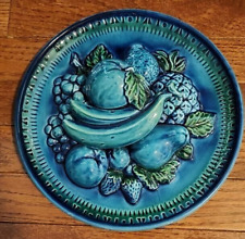 Vintage Giftcraft Hanging 3-D Plate Blue with Fruit E-2432 picture