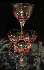 4 Vtg Gorgeous Tiffin-Franciscan Wistaria Pink  Champagne/wine/Sherbet Glasses picture