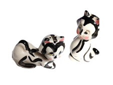 Vintage Enesco Skunk Salt & Pepper Shakers Made Japan Cork Stoppers Collectible picture