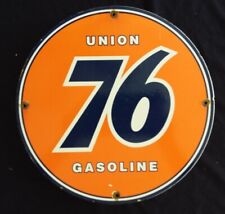 VINTAGE UNION 76 GASOLINE / MOTOR OIL PORCELAIN GAS PUMP SIGN picture