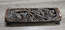 Cast Resin Vintage Chinese Heavy Footed Box with Dragon Motifs picture