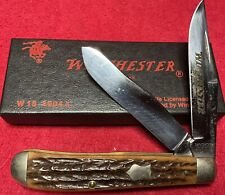 Winchester W15 2904 1/2 Pocket Knife Jigged Bone USA 1989 picture