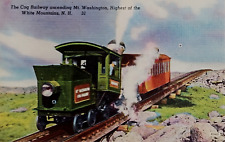 Mt. Washington Cog Railway on its Track, Engineer, White Mountains, NH. Linen. picture