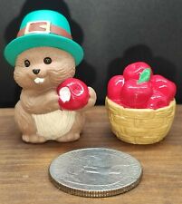 Hallmark Merry Miniatures Thanksgiving 1994- Beaver and Apple Bucket B2 picture