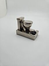 Vintage Unique Silver Toilet Lighter Lid Lifts Flame Thru Bowl picture