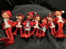 Annalee Lot Of 7 Mixed Red Christmas  Elf / Elves Approx. 5