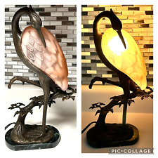 Tin Chi Andrea by Sadek Art Glass Crane Bird Table Lamp 16.25