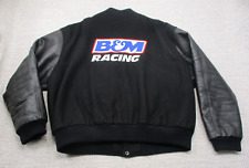 B & M RACING Bomber Jacket Adult 2XL XXL Leather Arms USA Made Vtg 90s Y2K picture