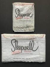 NEW Vintage PAIR Sleepwell Scalloped PILLOWCASES KING FLAT SHEET White PERCALE picture