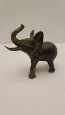 Vintage Solid Brass Elephant Trunk Up Figurine Figure 4.75” Tall Good Luck picture