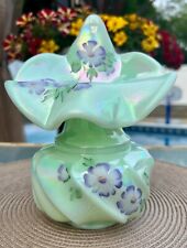 Fenton**SEA FOAM GREEN IRIDESCENT WAVE CREST HP JACK-IN-THE-PULPIT VASE**1990's picture