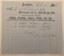 Antique Paid Invoice, L. Rich & Co., Dry Goods & Fish, Frankfort, Maine 1858 picture