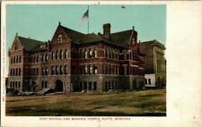 1905. BUTTE, MT. MASONIC TEMPLE AND HIGH SCHOOL. POSTCARD II5 picture