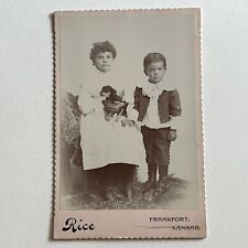Antique Cabinet Card Photograph Adorable Children Sweet Puppy Dog Frankfort KS picture