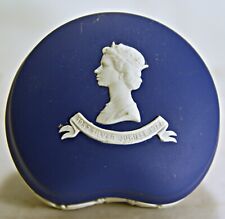 Wedgwood Royal Blue Jasperware Queen Heart Box 1977 picture