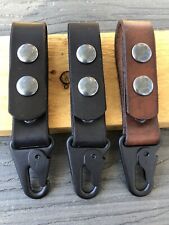 One (1) Handmade Leather Key Fob Belt Loop H&K type Clip Heavy Duty -  BLACK picture