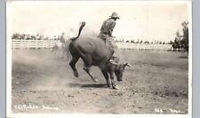 RODEO COWBOY BUCKING BRONCO salinas ca real photo postcard rppc california picture