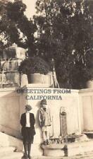 RPPC Park Fountain Greetings from California c1910s Vintage Photo Postcard picture