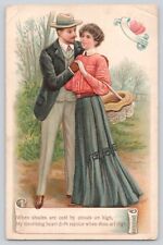 Postcard Valentine Love  Man Courting Woman Hearts Poem Vintage Embossed 1908 picture