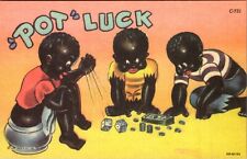 Potluck Little Boys Shooting Dice Vintage Postcard picture