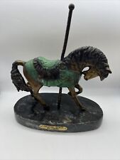 VTG Charles Carmel Bronze Sculpture Carousel Horse, Black Marble Base, 15