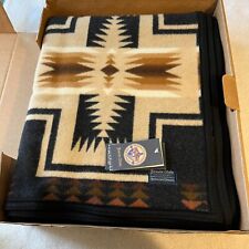 Pendleton Harding Wool Blanket, Oxford Color (Black/Tan/Multi), NWT, NIB, 64X80 picture