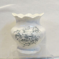 RARE Antique Homer Laughlin White Brush Jar Small Vase WYOMING Green Floral 1905 picture