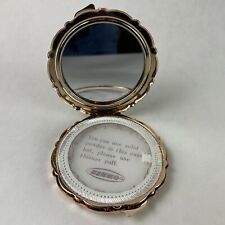 Vintage Eisho Gold Tone White Top Round Compact Mirror, Made in Japan 2.75