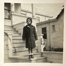 VINTAGE PHOTO child interesting fashion outfit head covering 1944 Alameda picture