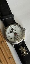 Disney FOSSIL Watch Mickey Mouse Dial 32mm Original Leather Band NEW BATTERY picture