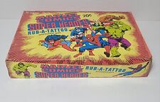 Vintage 1980 Marvel Super Heroes Rub A Tattoo Box of 33 Wax Packs Donruss picture