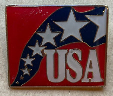 USA Patriotic Vintage Enamel Pin Red White & Blue with Stars Pinchback  picture