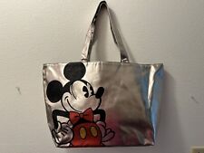 Disney Parks Large Tote Bag MICKEY MOUSE Glitter Silver Authentic picture