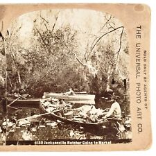 Jacksonville Butcher Meat Boats Stereoview c1895 Florida African American B1817 picture