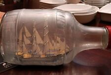 Vintage SHIP IN A BOTTLE -Tall Ship- Wood Sail Boat  One Gallon  Bottle  picture