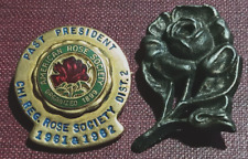 Vintage ROSE PINBACK LOT 1961-62 Chicago Rose Society Past President BB CO picture