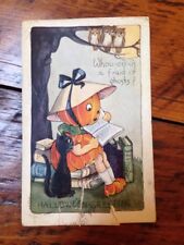 Vintage October 31 1920 Posted Halloween Jack O Lantern Pumpkin Ghosts Postcard picture