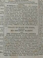 Newspapers-War of 1812- TREATY OF PEACE SIGNED BETWEEN ENGLAND AND UNITED STATES picture