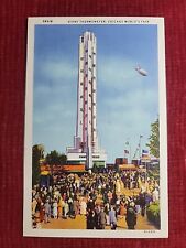 GIANT THERMOMETER Postcard 1933, CHICAGO World's Fair picture