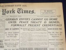 1919 MAY 2 NEW YORK TIMES - GERMAN ENVOYS CANNOT GO HOME - NT 9237 picture