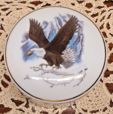 Vintage Bald Eagle Porcelain Trinket Dish Hand Painted picture