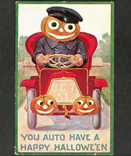 You Auto Have A Happy Halloween JOL Pumpkin 1908 Int'l Art Pub Co. IN1 PostCard picture