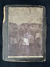 Family Group With Bicycle Vintage Old Antique Photograph Mounted On Card picture