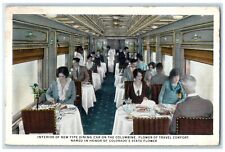 1931 Interior New Type Dining Car Columbine Flower Travel Colorado CO Postcard picture